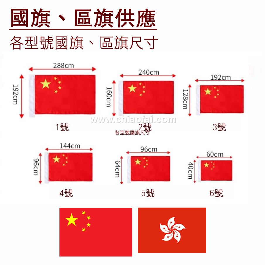 各型號國旗尺寸